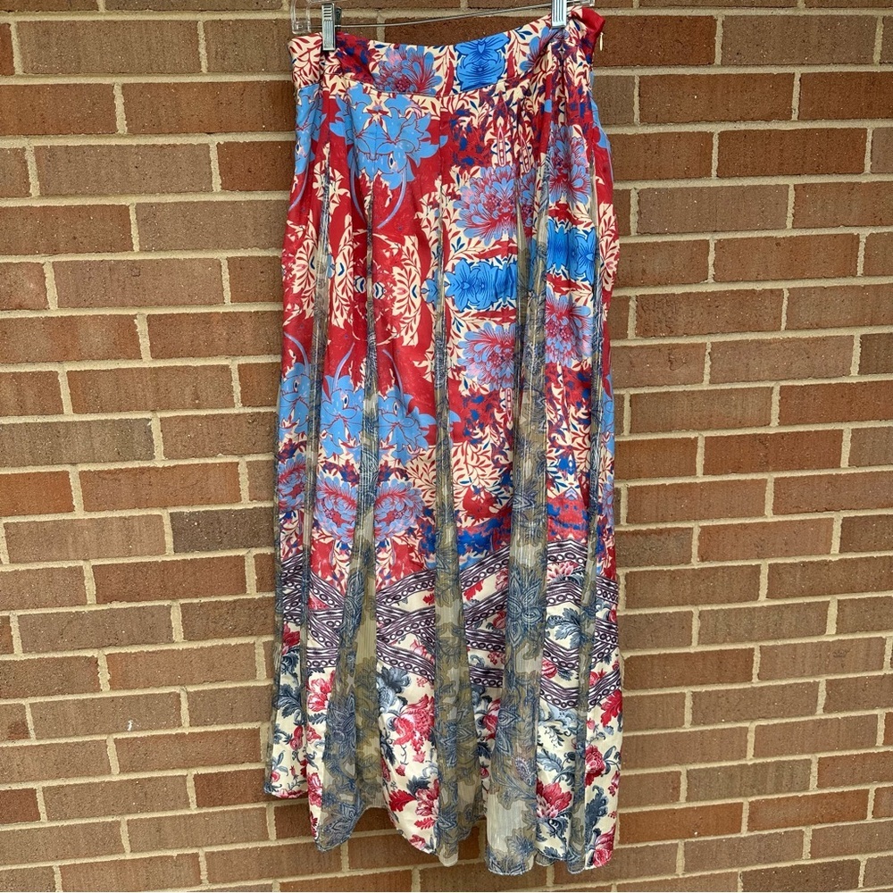 Anthropologie Hemant & Nandita Colorful Long Maxi Skirt Lined Size Medium - Picture 5 of 12
